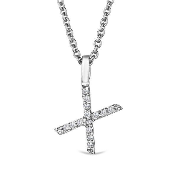 Love Letter Initial X Lab Diamond Necklace set in 9K White Gold